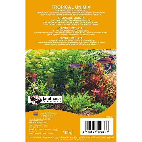 Special mix (artemia/mysis/daphnies/larves de moustique rouge)
dans un emballage blister